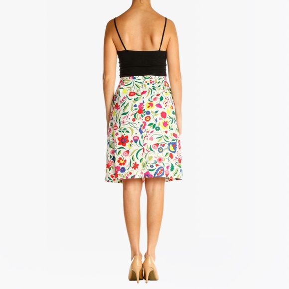 Boden White Printed Side Pockets A-Line Women’s Skirt - 8 - Picture 3 of 15